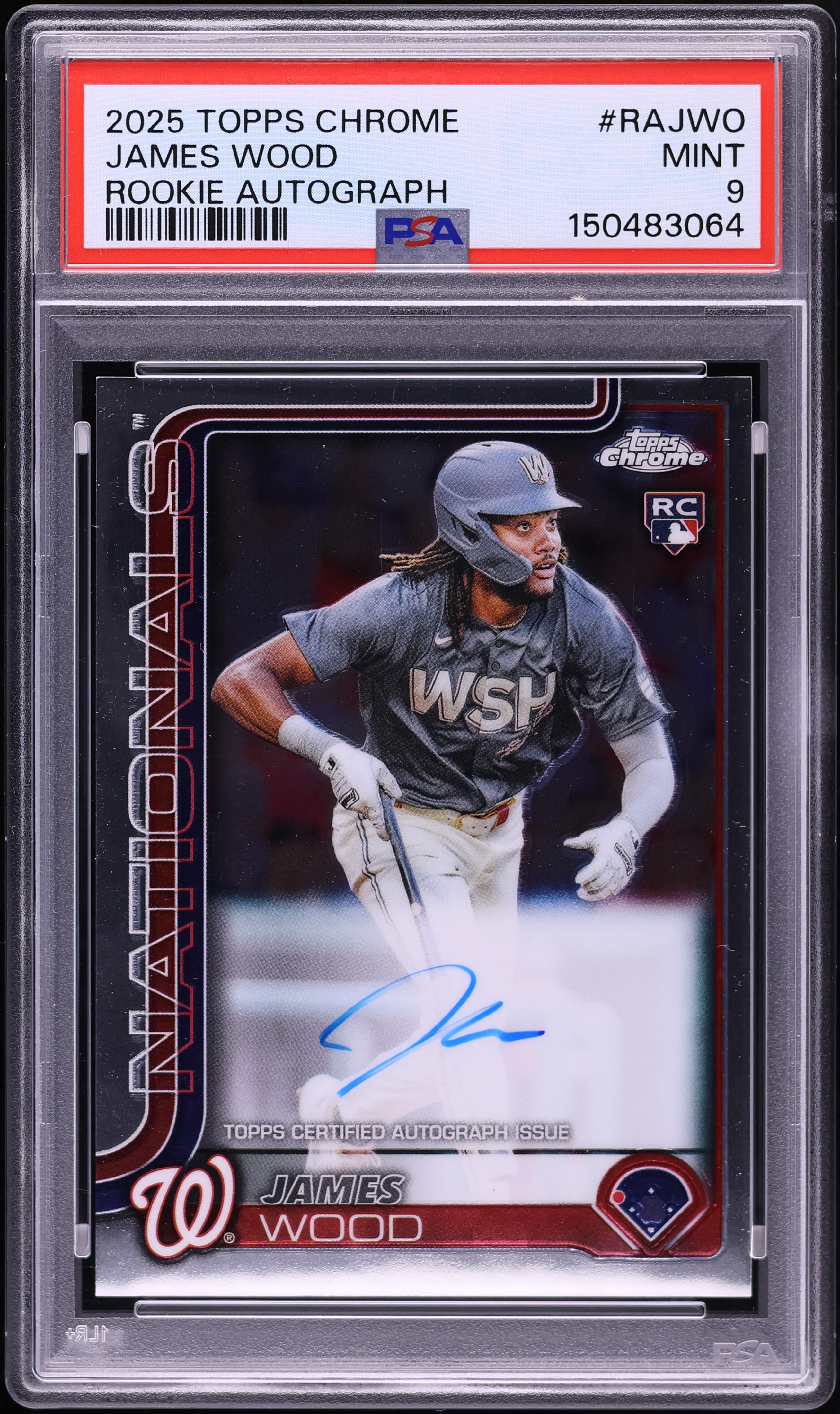 2025 Topps Chrome James Wood ROOKIE AUTO #RA-JWO PSA 9 MINT on 
