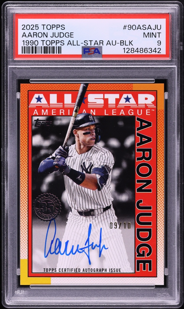 2025 Topps '90 All Star Black Aaron Judge AUTO /10 #90AS-AJU PSA 9 MINT