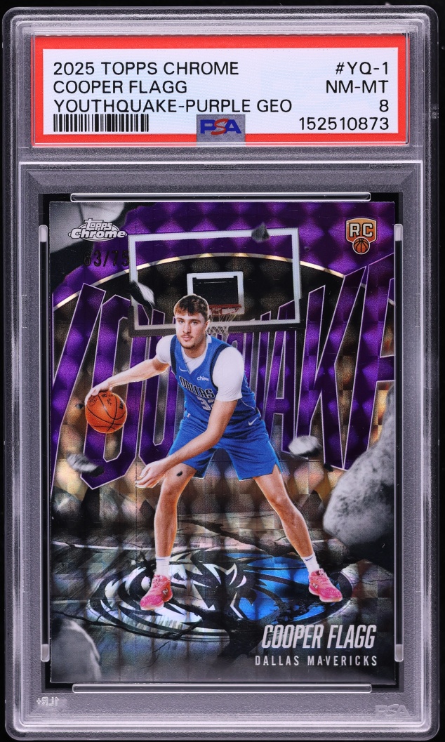 2025 Topps Chrome Youthquake Purple Geometric Cooper Flagg ROOKIE /75 #YQ-1 PSA 8 NM-MT