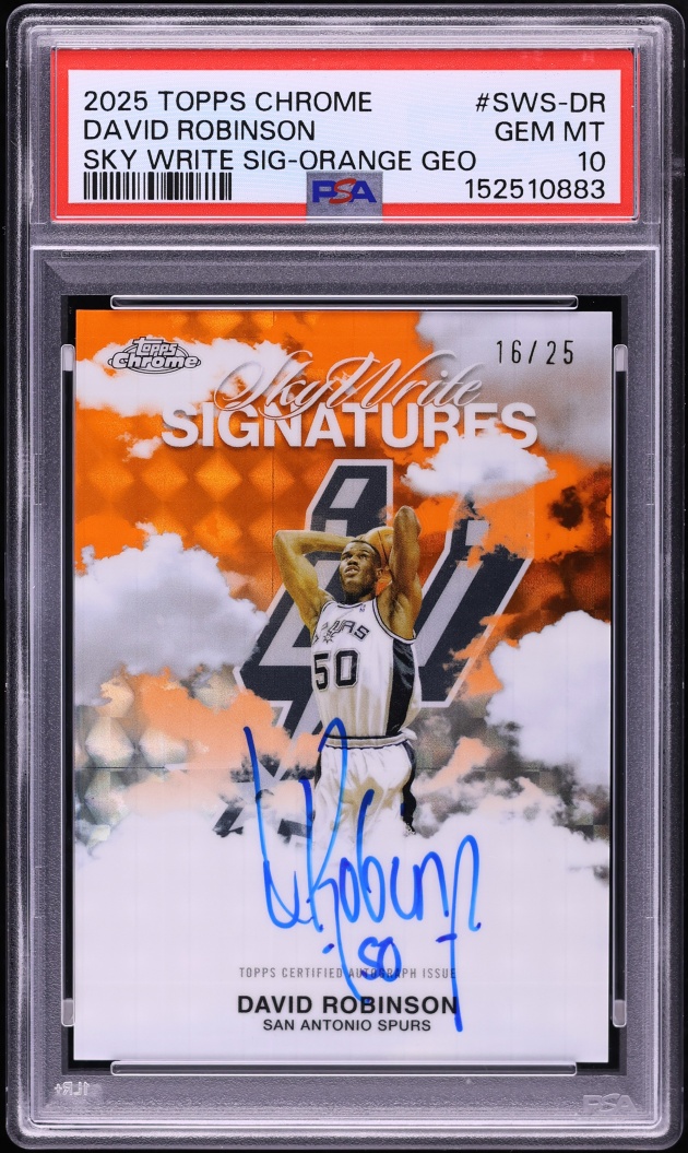 2025 Topps Chrome Sky Write Orange Geometric David Robinson AUTO /25 #SWS-DR PSA 10 GEM MINT