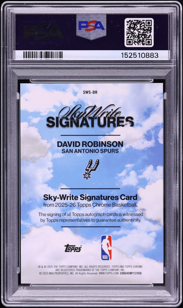 2025 Topps Chrome Sky Write Orange Geometric David Robinson AUTO /25 #SWS-DR PSA 10 GEM MINT