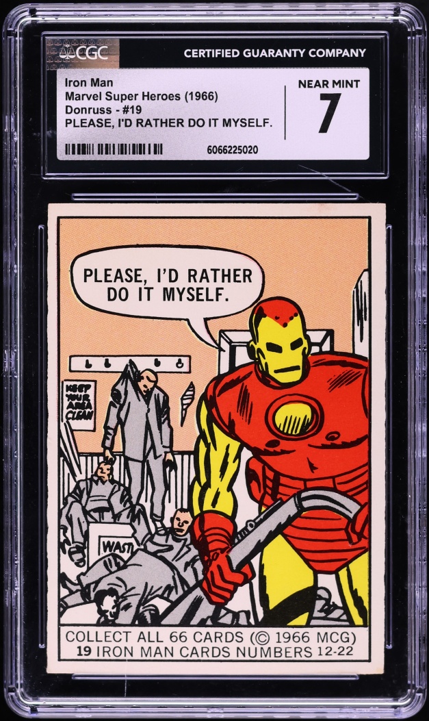 1966 Donruss Marvel Super Heroes Iron Man Please, I'd Rather Do It Myself. #19 CGC 7 NRMT
