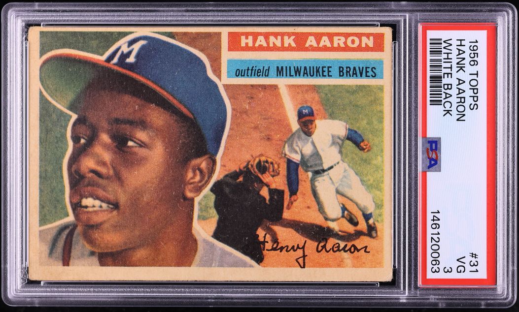 1956 Topps White Back Hank Aaron #31 PSA 3 VG