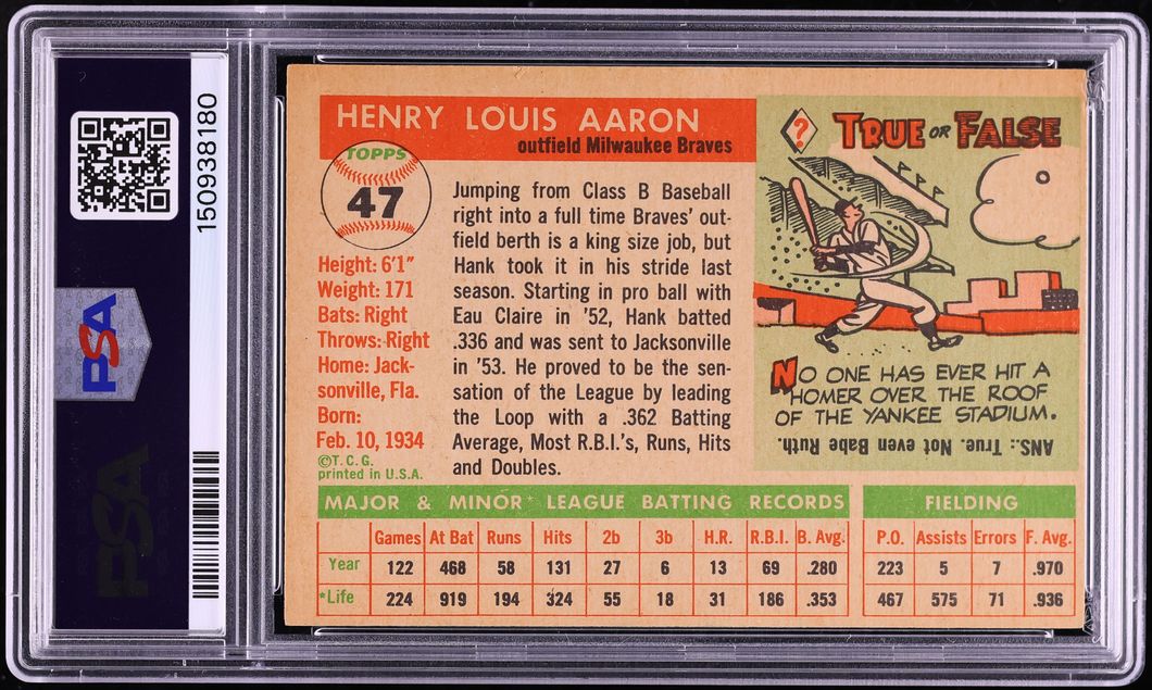 1955 Topps Hank Aaron #47 PSA 4 VGEX