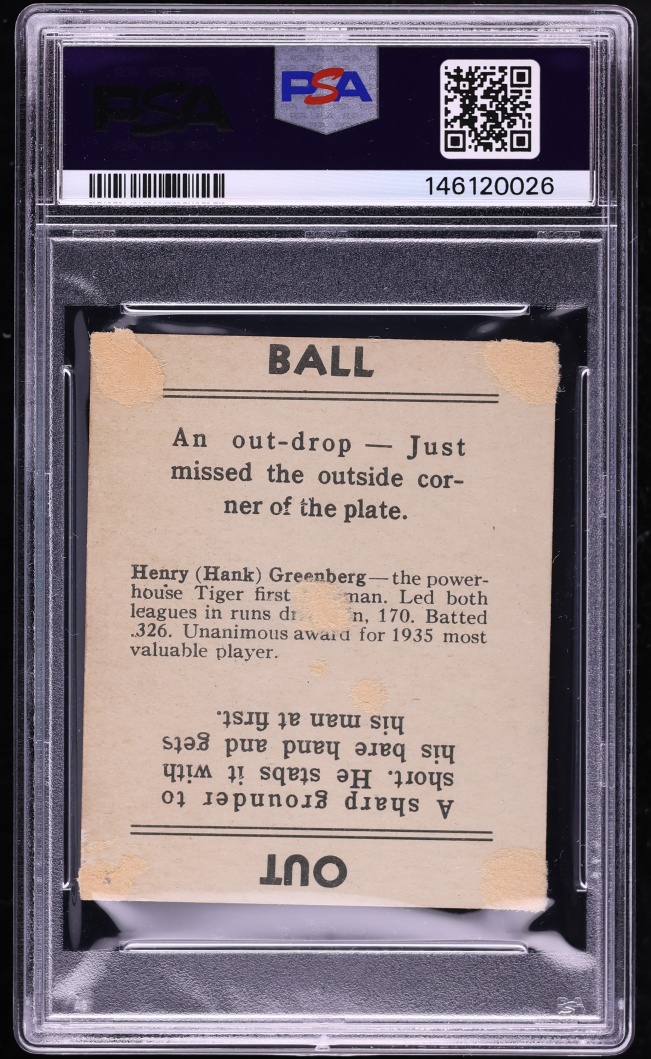 1936 Goudey Hank Greenberg PSA 1 PR