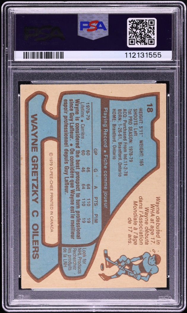 1979 O-Pee-Chee Hockey Wayne Gretzky ROOKIE #18 PSA 3 VG