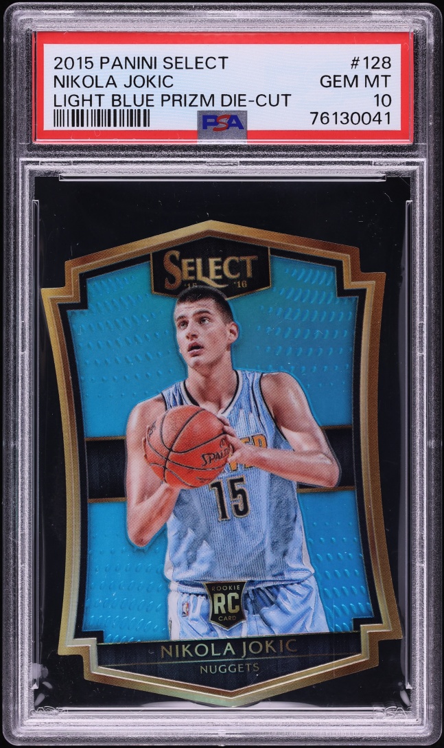 2015 Select Light Blue Prizm Die-Cut Nikola Jokic ROOKIE /199 #128 PSA 10 GEM MINT