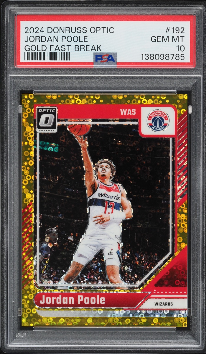 2024 Donruss Optic Gold Fast Break Jordan Poole /10 #192 PSA 10 GEM MINT