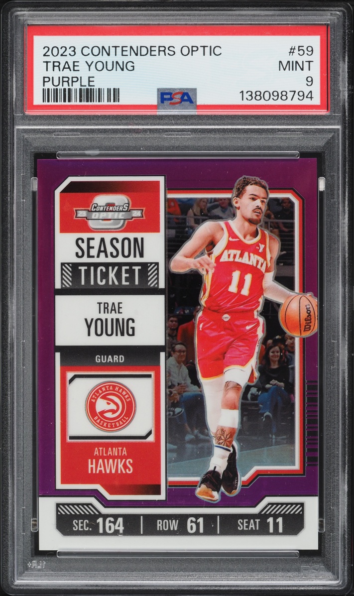 2023 Panini Contenders Optic Purple Trae Young /15 #59 PSA 9 MINT