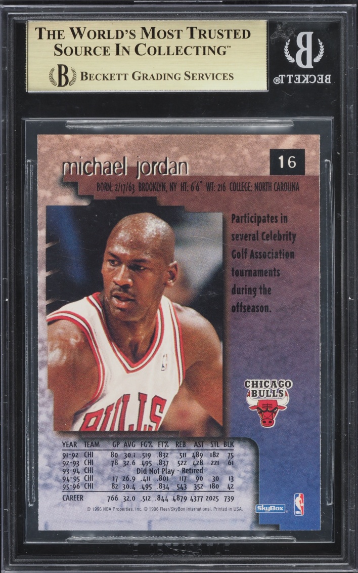 1996 Skybox Premium Michael Jordan #16 BGS 9.5 GEM MINT