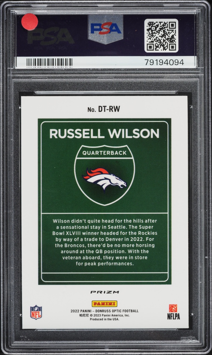 2022 Donruss Optic Downtown Russell Wilson #DTRW PSA 10 GEM MINT