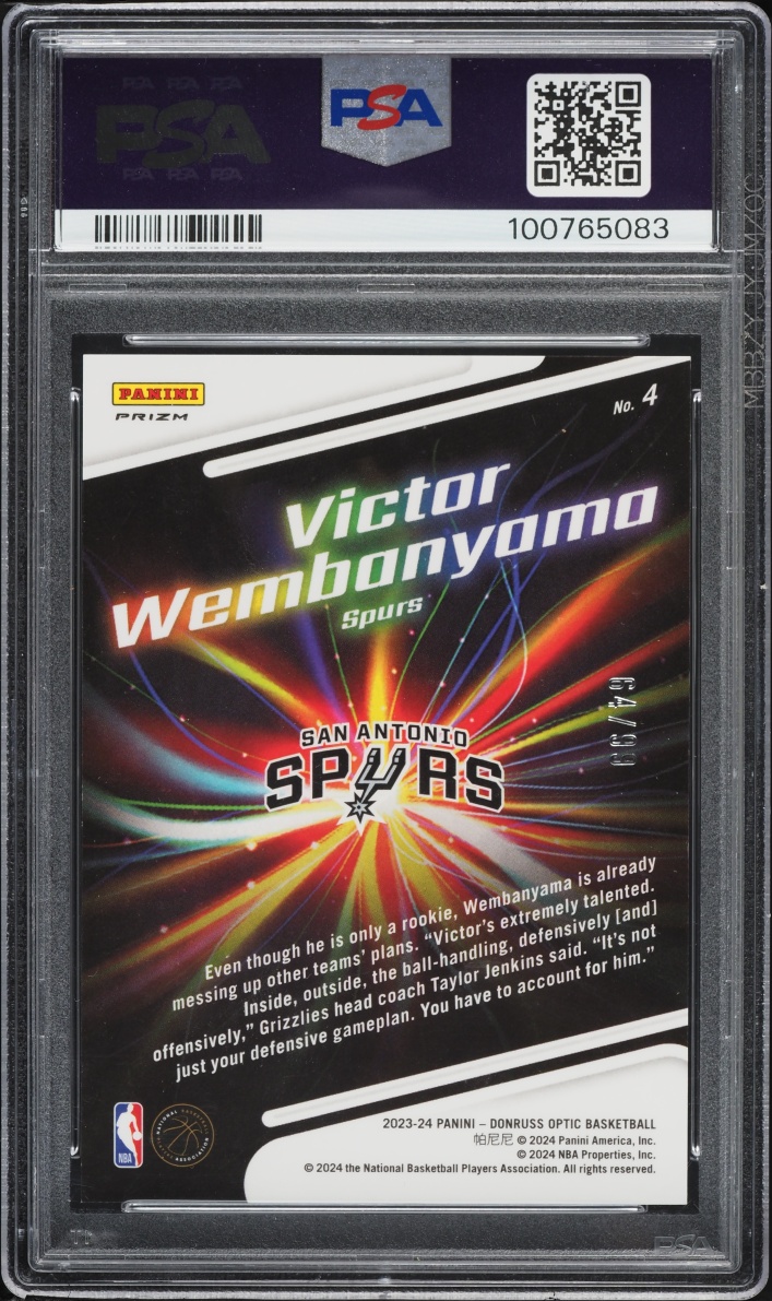 2023 Donruss Optic Lights Out Red Victor Wembanyama ROOKIE /99 #4 PSA 10 GEM MINT