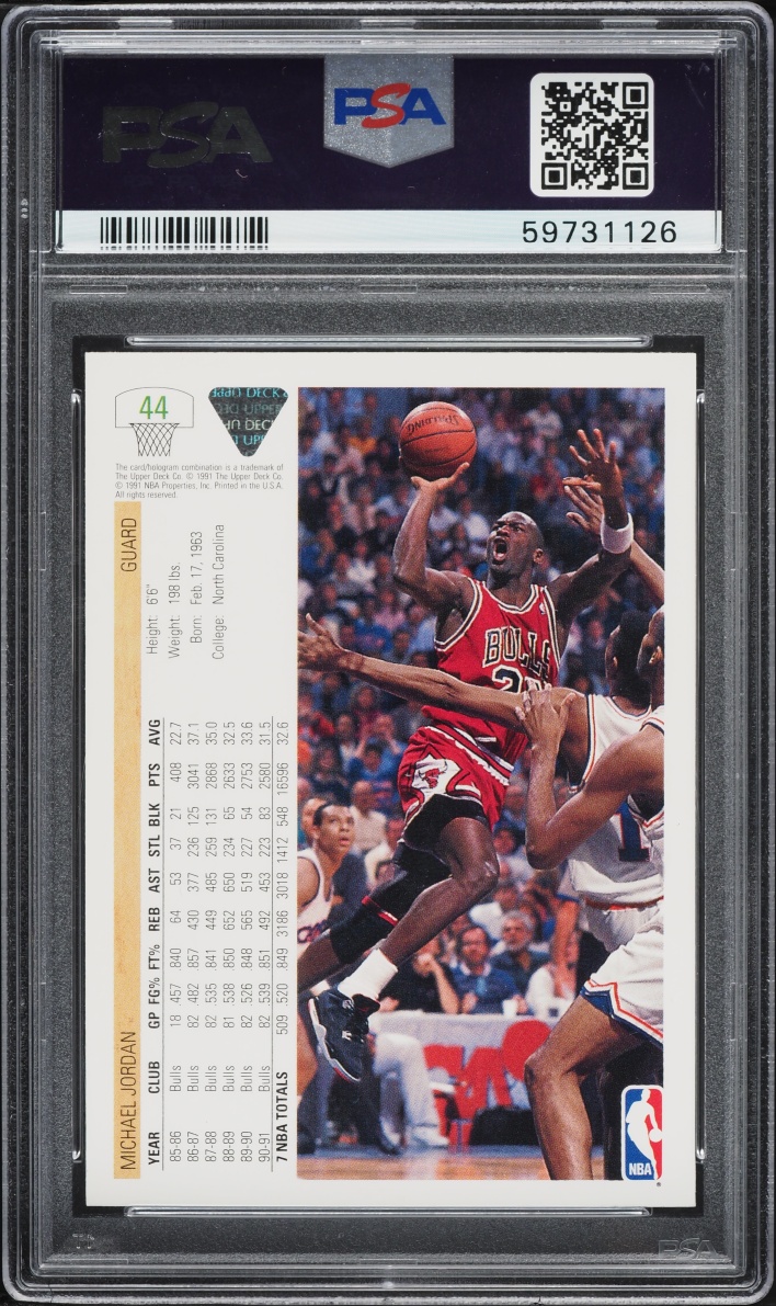 1991 Upper Deck Basketball Michael Jordan #44 PSA 10 GEM MINT