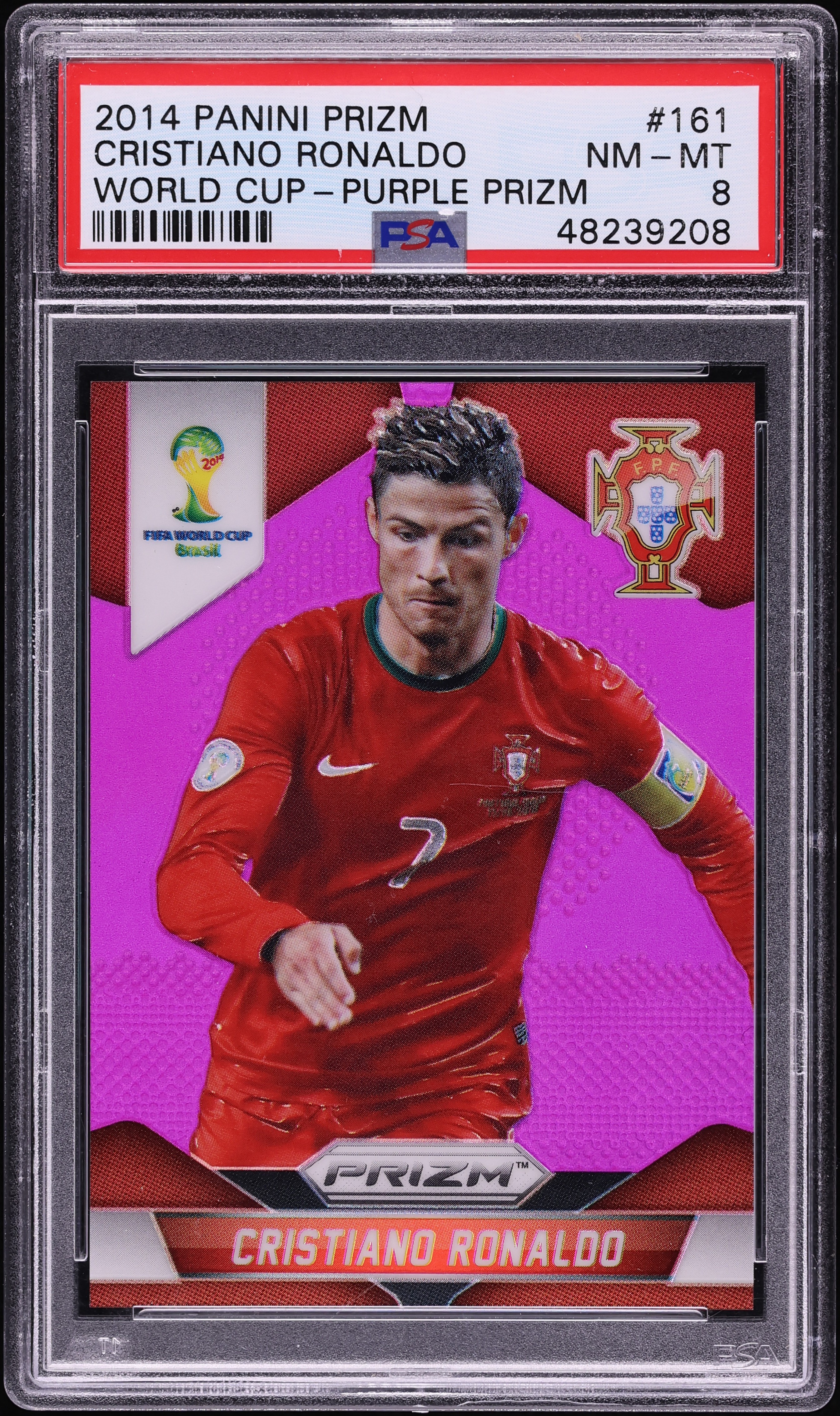 2014 Panini Prizm World Cup Purple Cristiano Ronaldo /99 #161 PSA