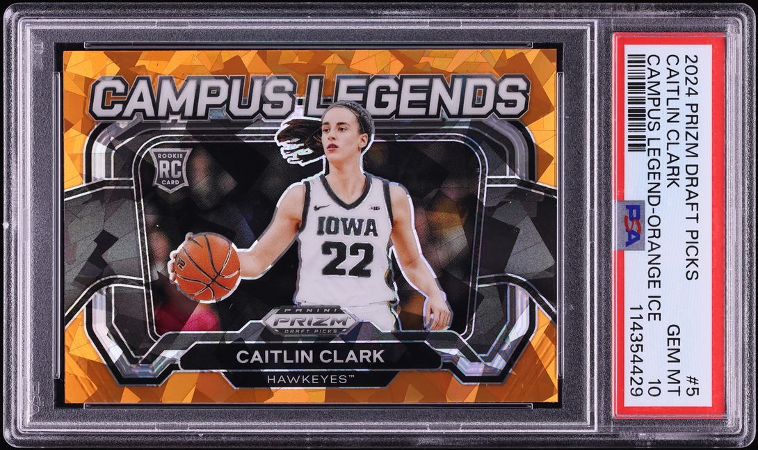 2024 Panini Prizm Draft Picks Campus Legends Orange Ice Caitlin Clark ROOKIE #5 PSA 10 GEM MINT