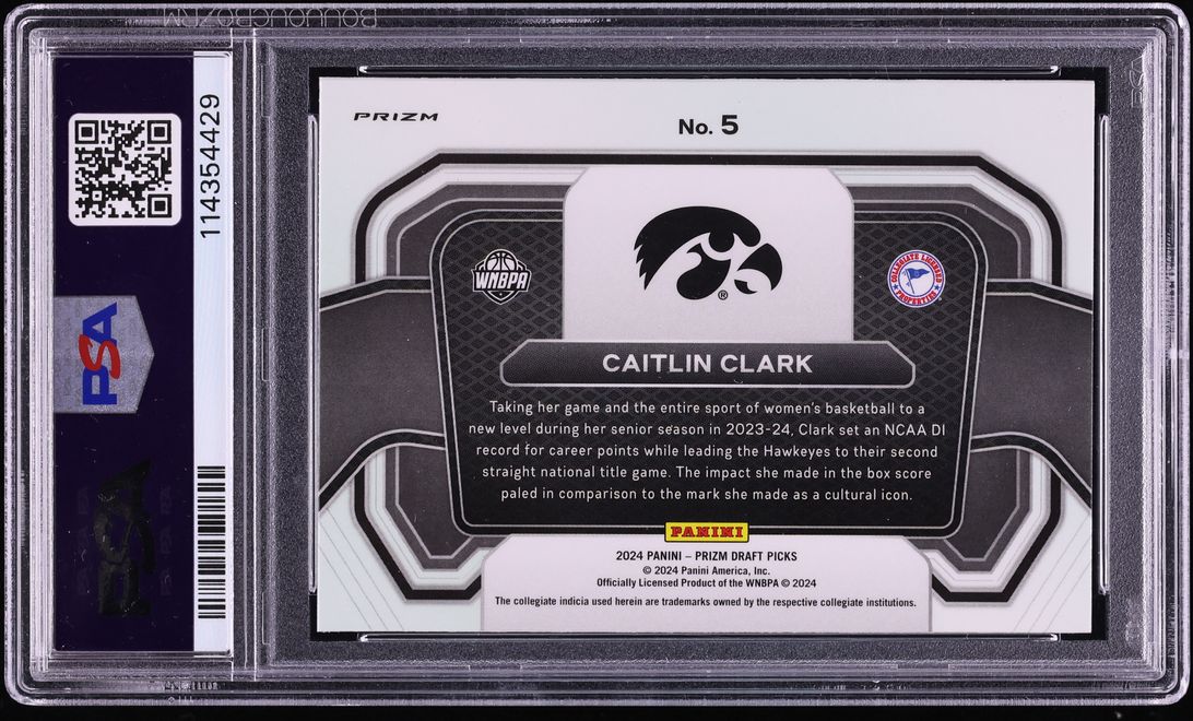 2024 Panini Prizm Draft Picks Campus Legends Orange Ice Caitlin Clark ROOKIE #5 PSA 10 GEM MINT