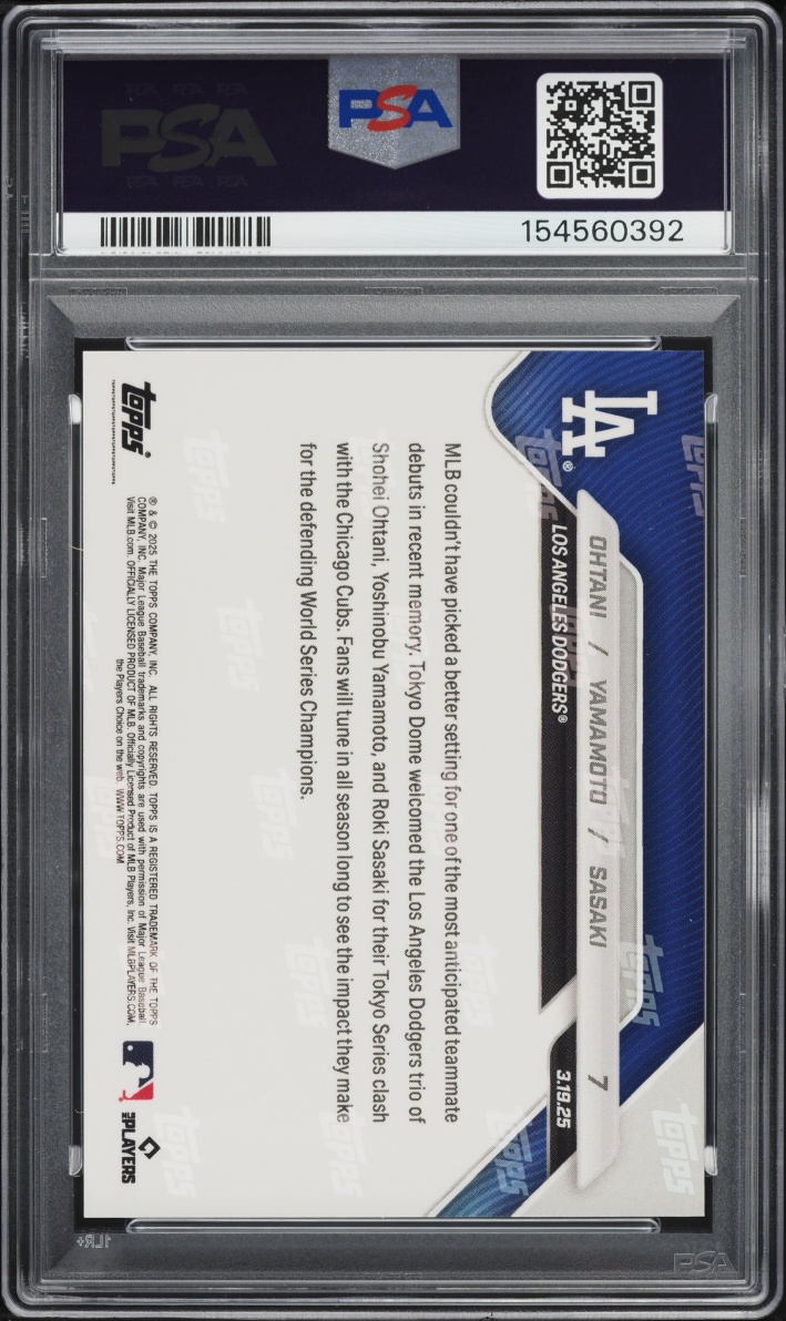 2025 Topps Now Shohei Ohtani Yoshinobu Yamamoto Roki Sasaki ROOKIE #7 PSA 10 GEM MINT