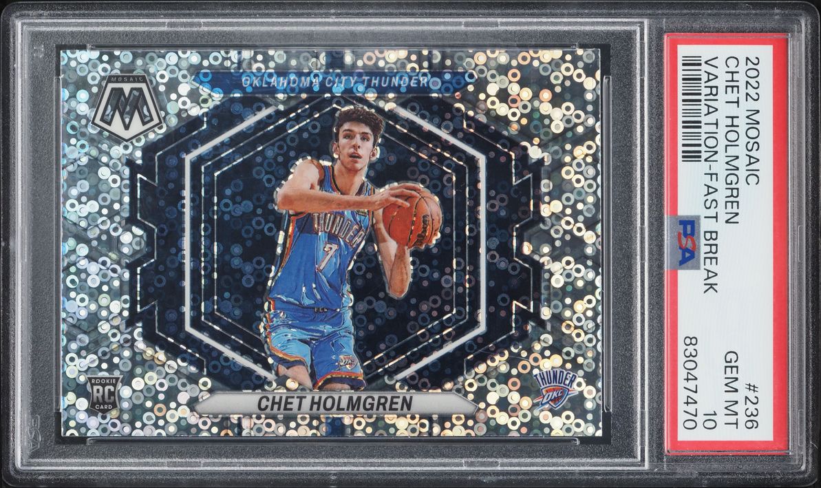 2022 Panini Mosaic Variation Fast Break Prizm Chet Holmgren ROOKIE #236 PSA 10 GEM MINT