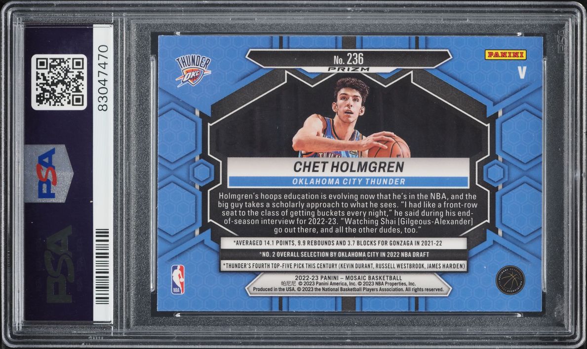 2022 Panini Mosaic Variation Fast Break Prizm Chet Holmgren ROOKIE #236 PSA 10 GEM MINT