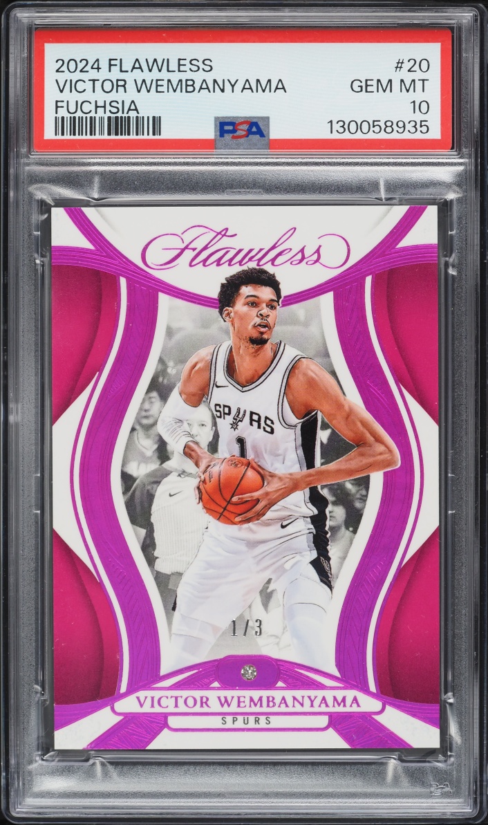 2024 Panini Flawless Diamond Gems Fuchsia Victor Wembanyama JERSEY # 1/3 #20 PSA 10 GEM MINT