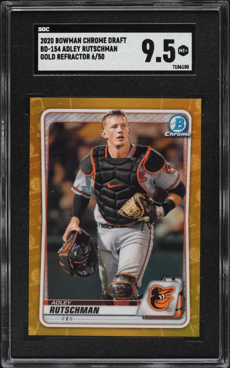2020 Bowman Draft Chrome Gold Refractor Adley Rutschman PROSPECT /50 #BD-154 SGC 9.5 MINT+