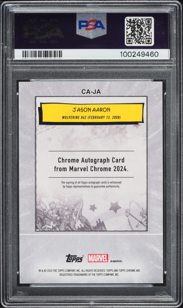 2024 Topps Chrome Marvel Comic Book Artist Gold Wave Jason Aaron AUTO /50 #CA-JA PSA 10 GEM