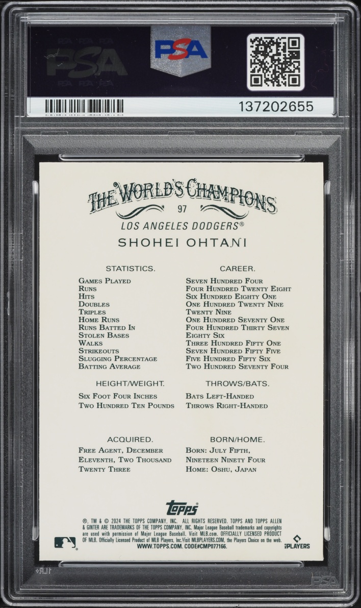 2024 Topps Allen & Ginter Chrome Shohei Ohtani #97 PSA 10 GEM MINT