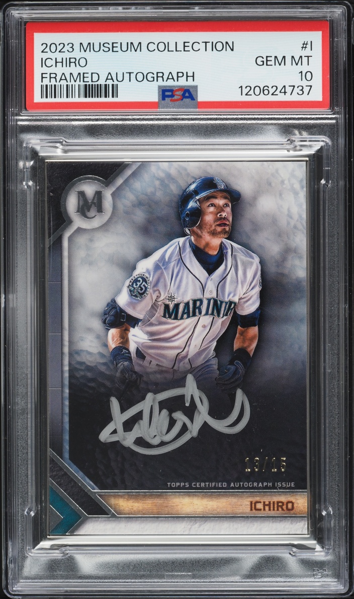 2023 Topps Museum Collection Framed Ichiro Suzuki AUTO /15 #I PSA 10 GEM MINT