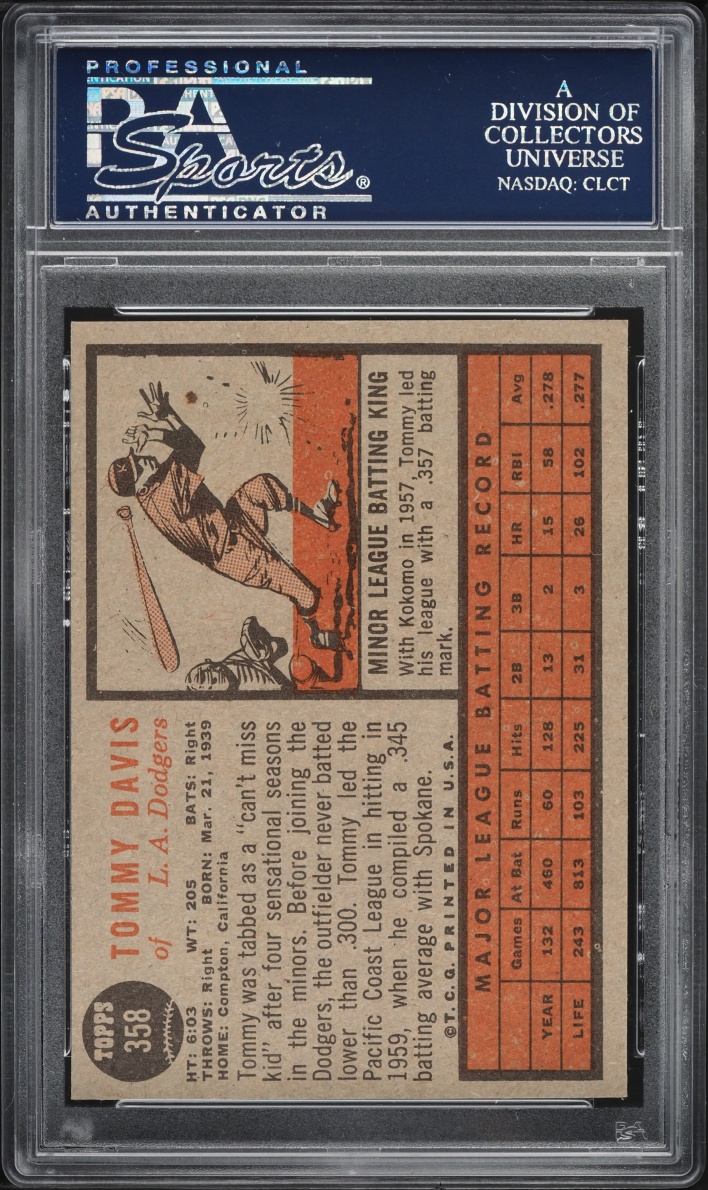1962 Topps Tommy Davis #358 PSA 8 NM-MT