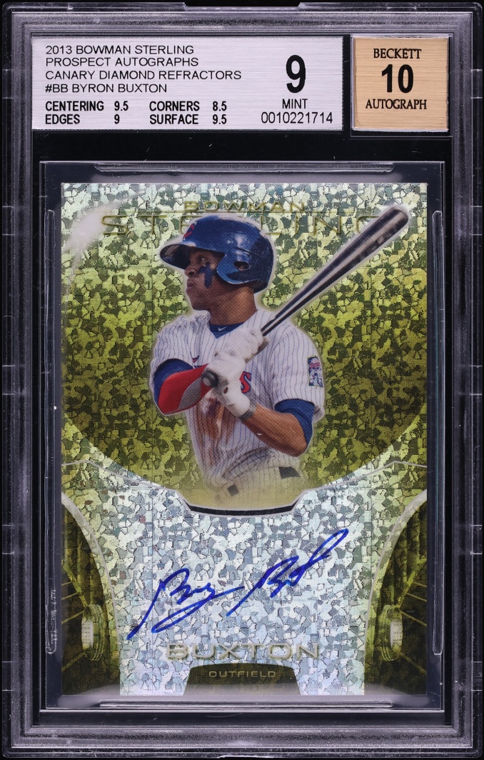 2013 Bowman Sterling Canary Diamond Refractor Byron Buxton PROSPECT AUTO 1/3 #BSAP-BB BGS 9