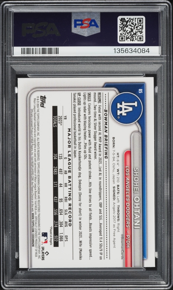 2024 Bowman Chrome Mega Box Shohei Ohtani #85 PSA 10 GEM MINT