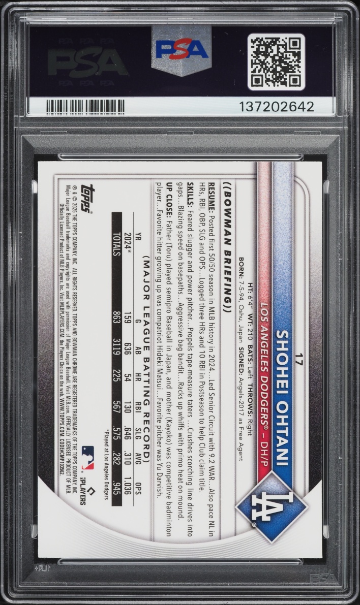 2025 Bowman Chrome Mega Box Shohei Ohtani #17 PSA 9 MINT