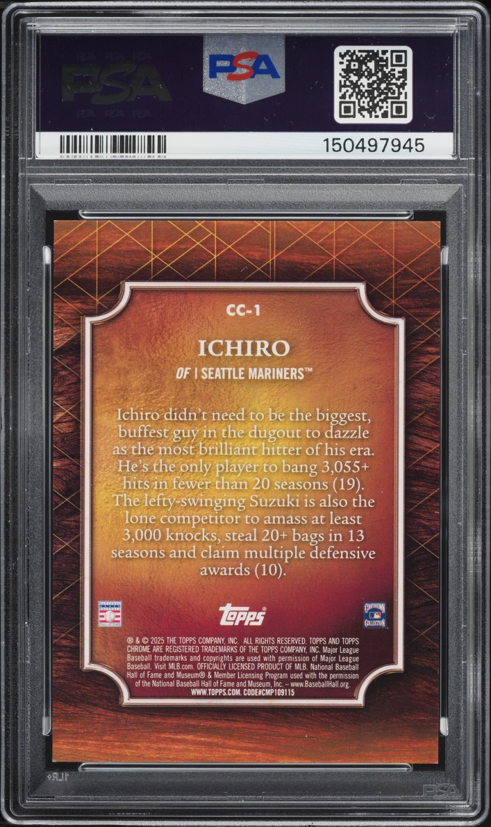 2025 Topps Chrome Cooperstown Calls Ichiro PROSPECT /150 #CC1 PSA 9 MINT