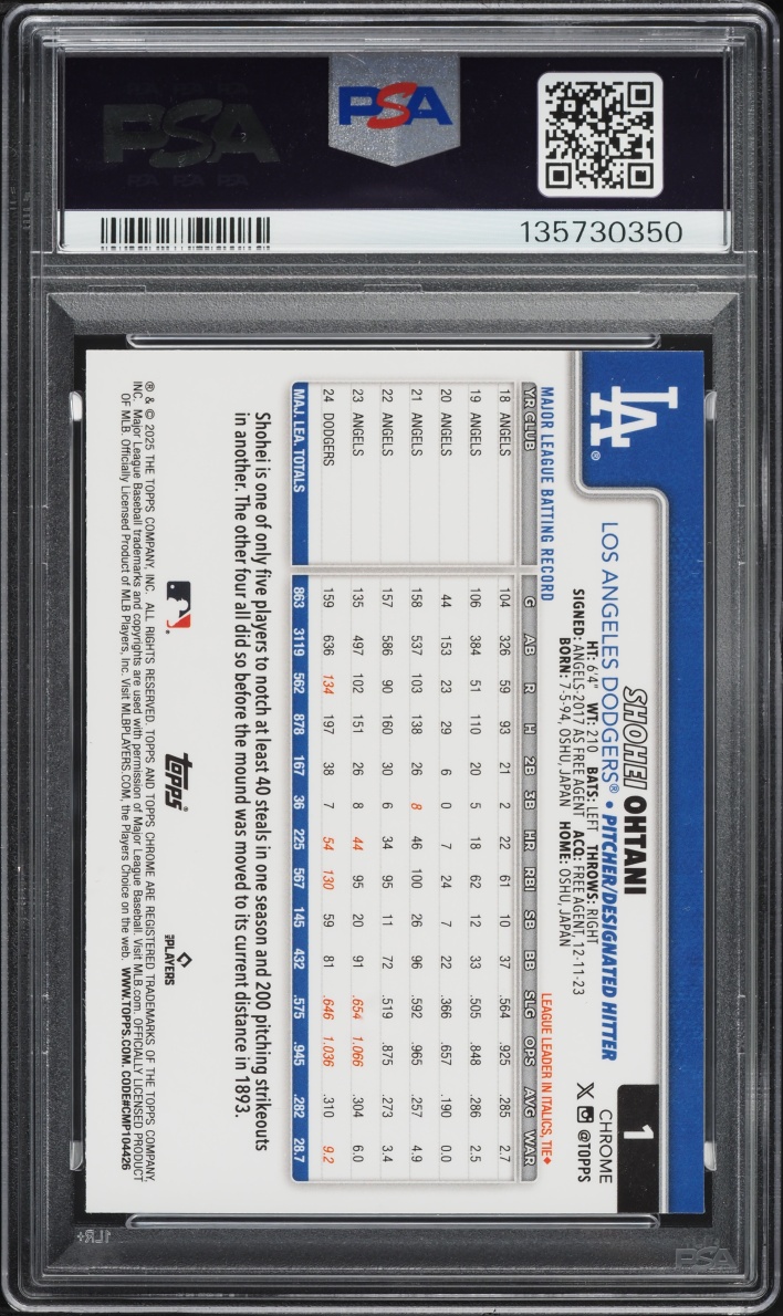 2025 Topps Chrome Prism Refractor Shohei Ohtani PROSPECT #1 PSA 10 GEM MINT