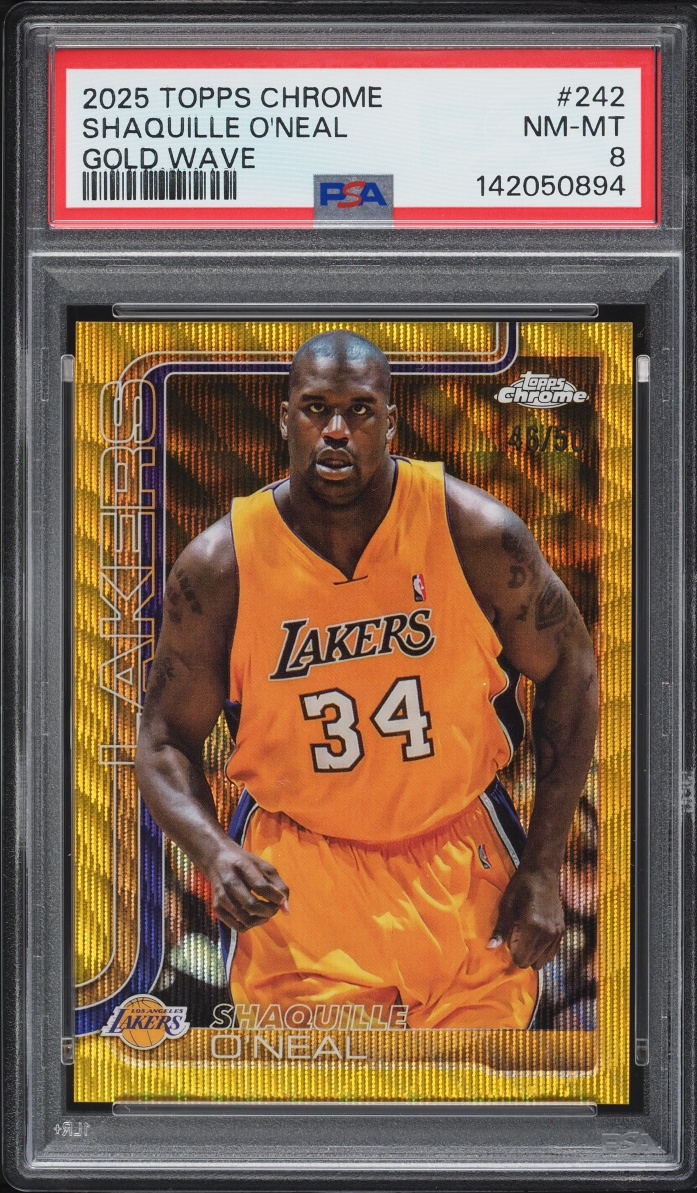 2025 Topps Chrome Gold Wave Shaquille O'Neal /50 #242 PSA 8 NM-MT