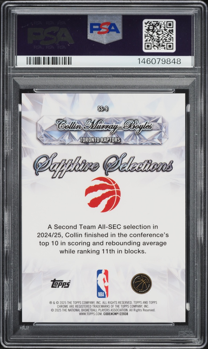 2025 Topps Chrome Sapphire Edition Selections Collin Murray-Boyles ROOKIE #SS-9 PSA 10 GEM MINT