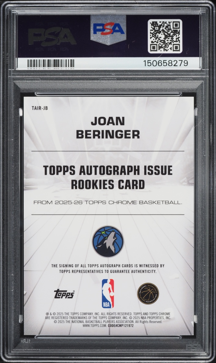 2025 Topps Chrome Issue Black Geometric Joan Beringer ROOKIE AUTO /10 #TAIR-JB PSA 10 GEM MINT