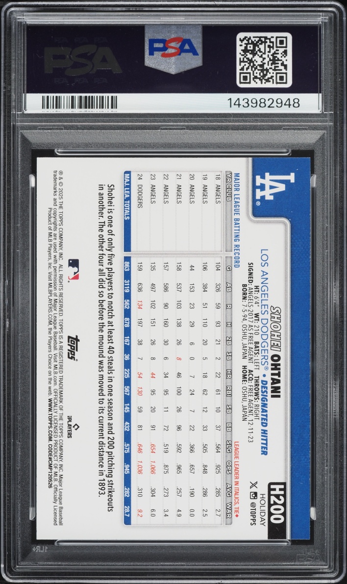 2025 Topps Holiday Shohei Ohtani #H200 PSA 10 GEM MINT