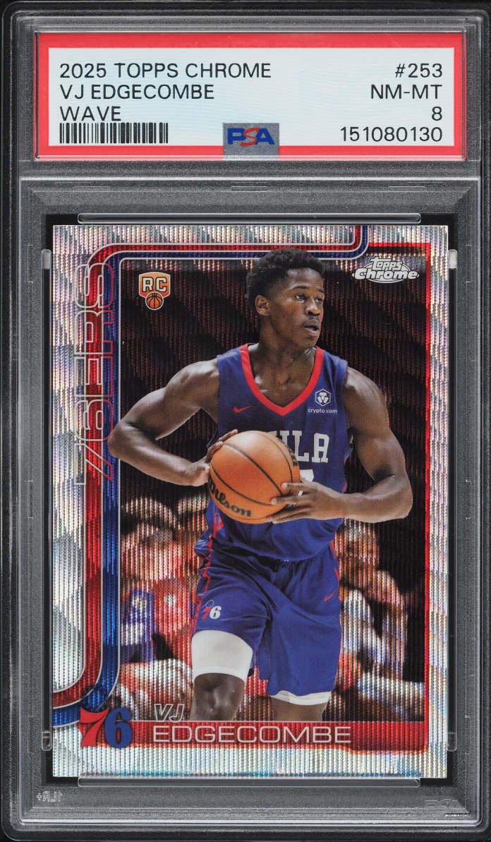 2025 Topps Chrome Wave Vj Edgecombe ROOKIE #253 PSA 8 NM-MT