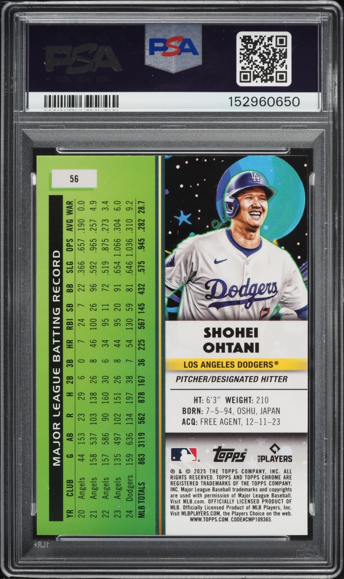 2025 Topps Chrome Cosmic Nucleus Shohei Ohtani #56 PSA 8 NM-MT