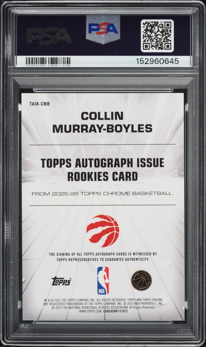 2025 Topps Chrome Issue Purple Geometric Collin Murray-Boyles ROOKIE AUTO /75 #TAIR-CMB PSA 9