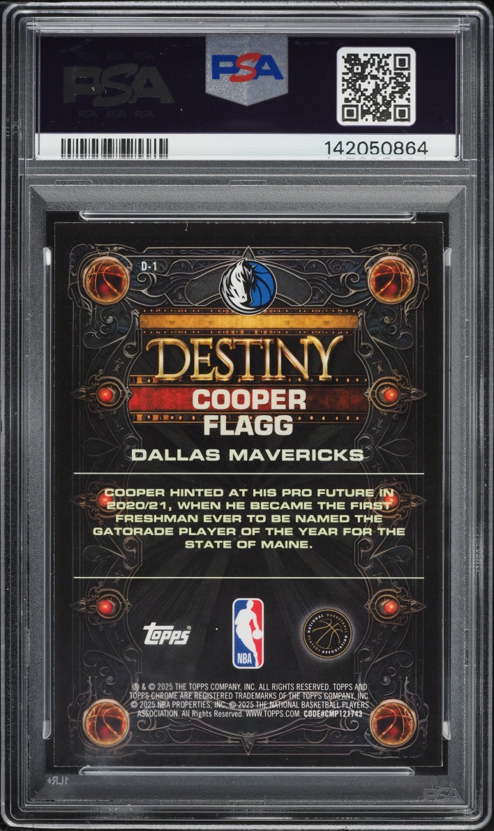 2025 Topps Chrome Destiny Cooper Flagg ROOKIE #D-1 PSA 9 MINT