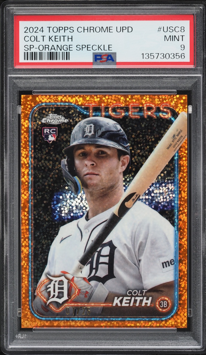 2024 Topps Chrome Update Orange Speckle Colt Keith SP ROOKIE 1/25 #USC8 PSA 9 MINT