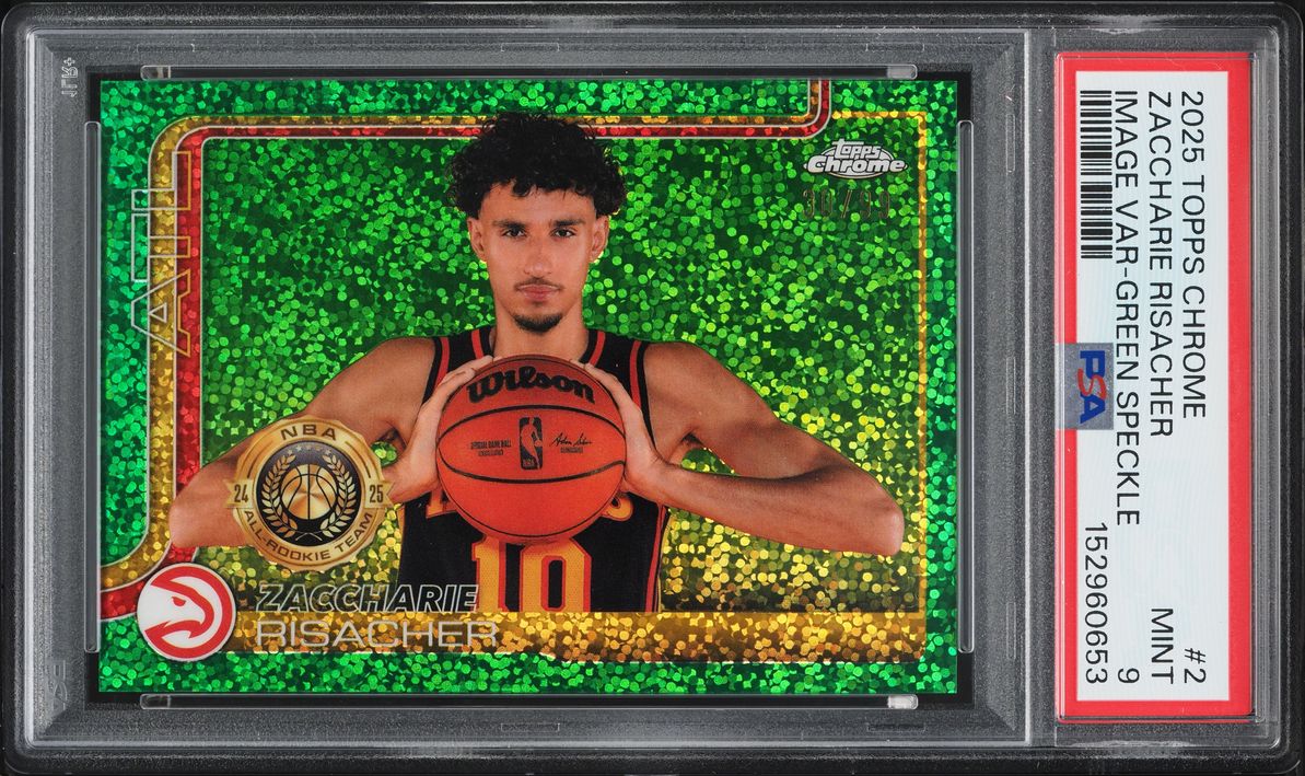 2025 Topps Chrome Image Variation Green Speckle Zaccharie Risacher ROOKIE /99 #2 PSA 9 MINT