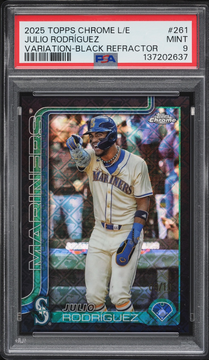 2025 Topps Chrome Logofractor Edition Black Refractor Julio RodrÍguez /10 #261 PSA 9 MINT