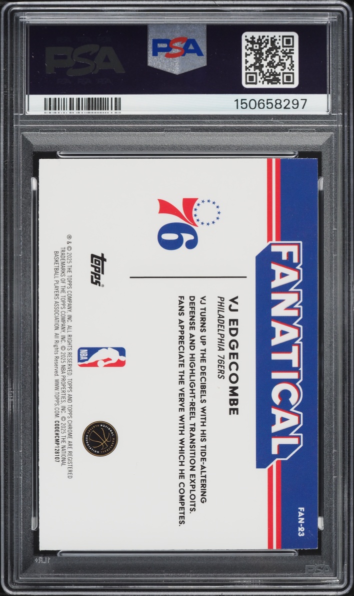 2025 Topps Chrome Fanatical Vj Edgecombe ROOKIE #FAN-23 PSA 10 GEM MINT