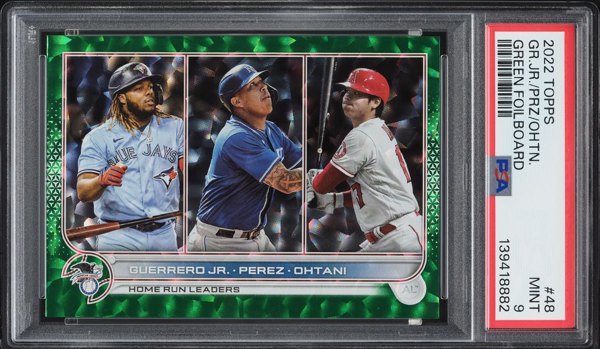 2022 Topps Green Foilboard Guerrero Jr. Perez Ohtani /499 #48 PSA 9 MINT
