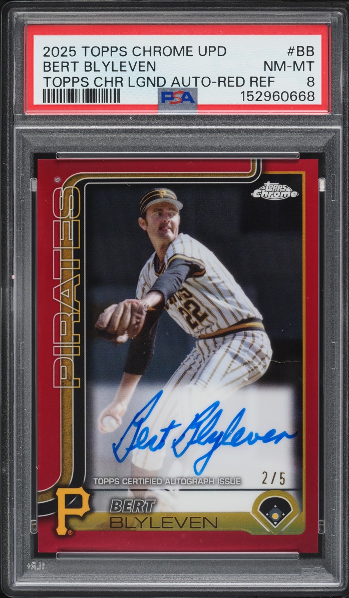 2025 Topps Chrome Update Legends Red Refractor Bert Blyleven AUTO /5 #BB PSA 8 NM-MT