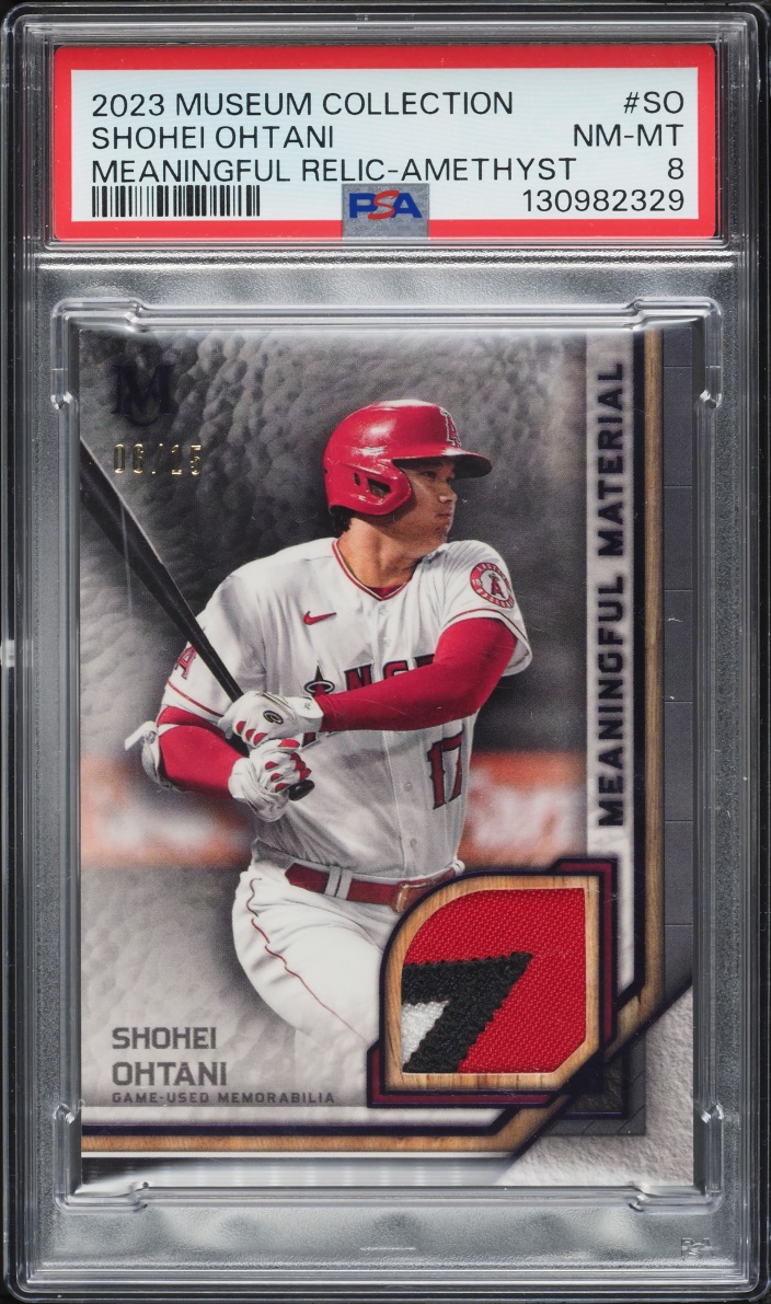 2023 Topps Museum Collection Meaningful Amethyst Shohei Ohtani PATCH /15 #MMR-SO PSA 8 NM-MT