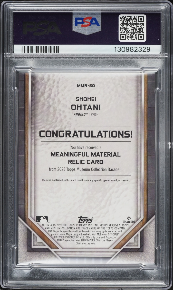 2023 Topps Museum Collection Meaningful Amethyst Shohei Ohtani PATCH /15 #MMR-SO PSA 8 NM-MT